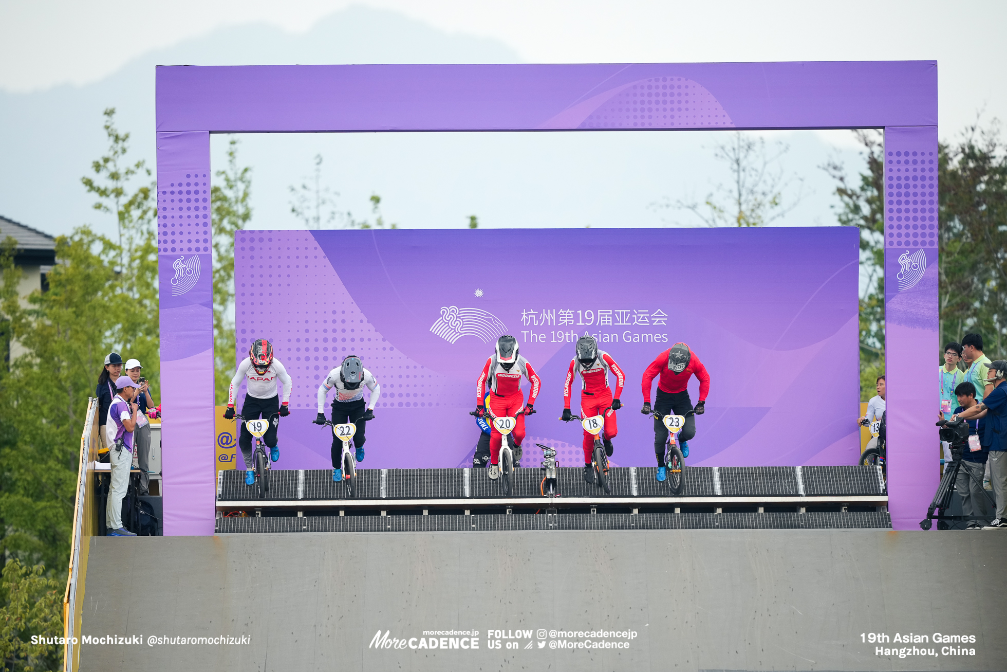 中井飛馬 NAKAI Asuma, JPN, YOON Joonsoo, KOR, SAPUTRA I Gusti Bagus, INA, RIFKI Fasya Ahsana, INA, CHEN Yucheng , CHN, Cycling BMX Racing, MEN, 19th Asian Games, Hangzhou, China