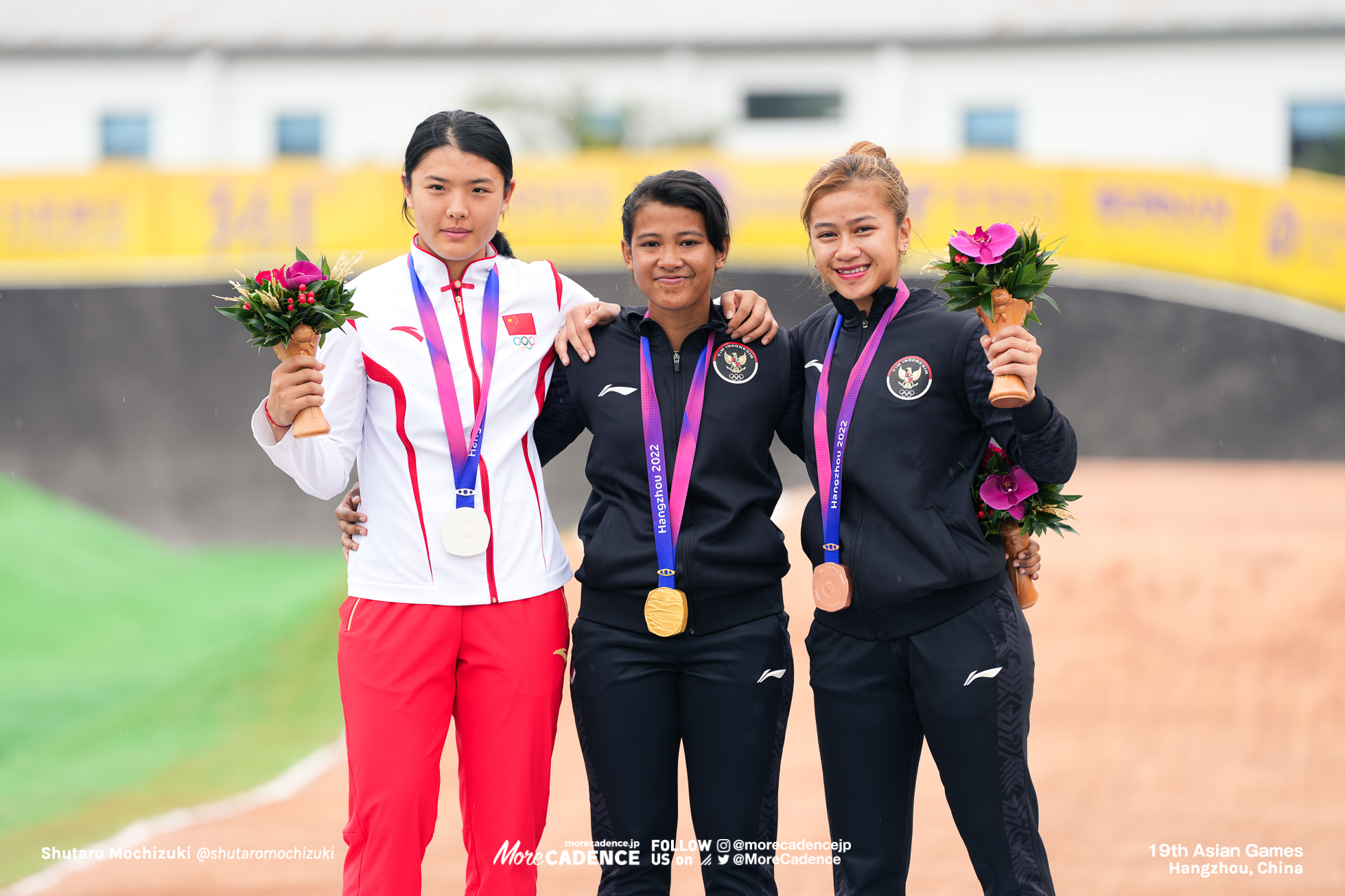 SIFA Amellya Nur, INA, GU Quanquan, CHN, SETYOBUDI Jasmine Azzahra, INA, Cycling BMX Racing, WOMEN, 19th Asian Games, Hangzhou, China