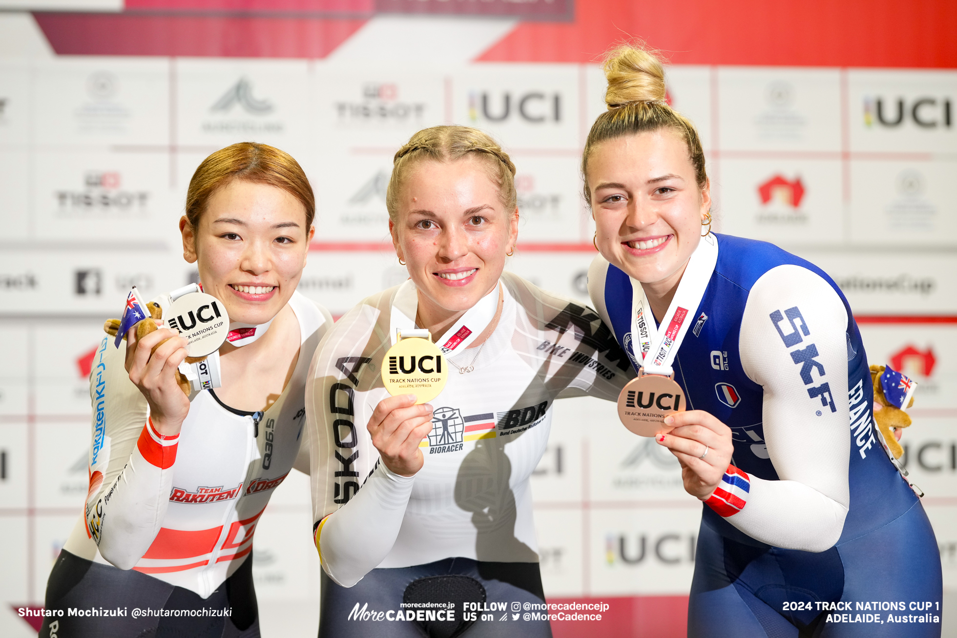 エマ・ヒンツェ, HINZE Emma, GER, 佐藤水菜, SATO Mina, JPN, マチルド・グロ, GROS Mathilde, FRA, 女子スプリント, WOMEN'S Sprint, 2024トラックネーションズカップ アデレード, 2024 UCI TRACK NATIONS CUP Adelaide, Australia