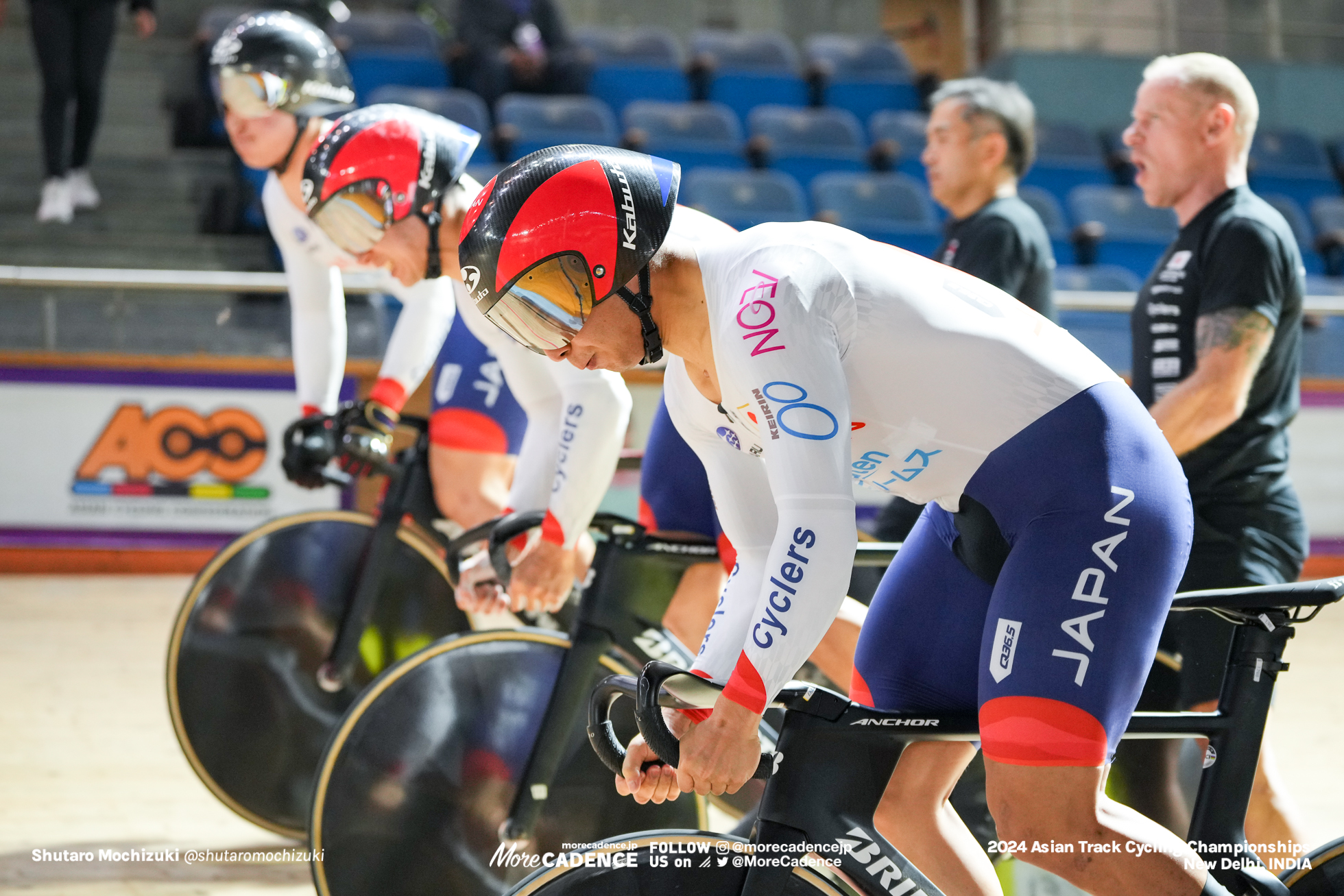 小原佑太, OBARA Yuta, 中石湊, NAKAISHI Minato, 山﨑賢人, YAMASAKI Kento, JPN, 男子チームスプリント 決勝, MEN'S Team Sprint Final for Gold, 2024アジア選手権トラック, 2024 ASIAN TRACK CYCLING CHAMPIONSHIPS, New Delhi, India