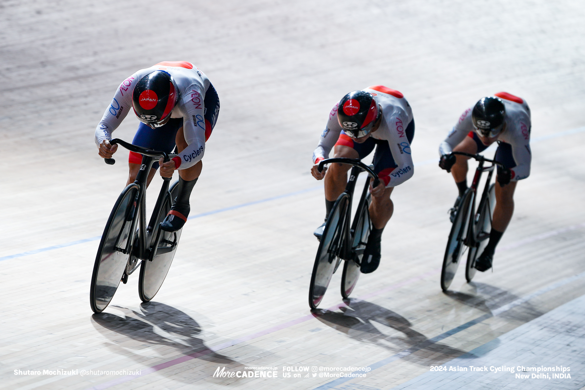 小原佑太, OBARA Yuta, 中石湊, NAKAISHI Minato, 山﨑賢人, YAMASAKI Kento, JPN, 男子チームスプリント 決勝, MEN'S Team Sprint Final for Gold, 2024アジア選手権トラック, 2024 ASIAN TRACK CYCLING CHAMPIONSHIPS, New Delhi, India