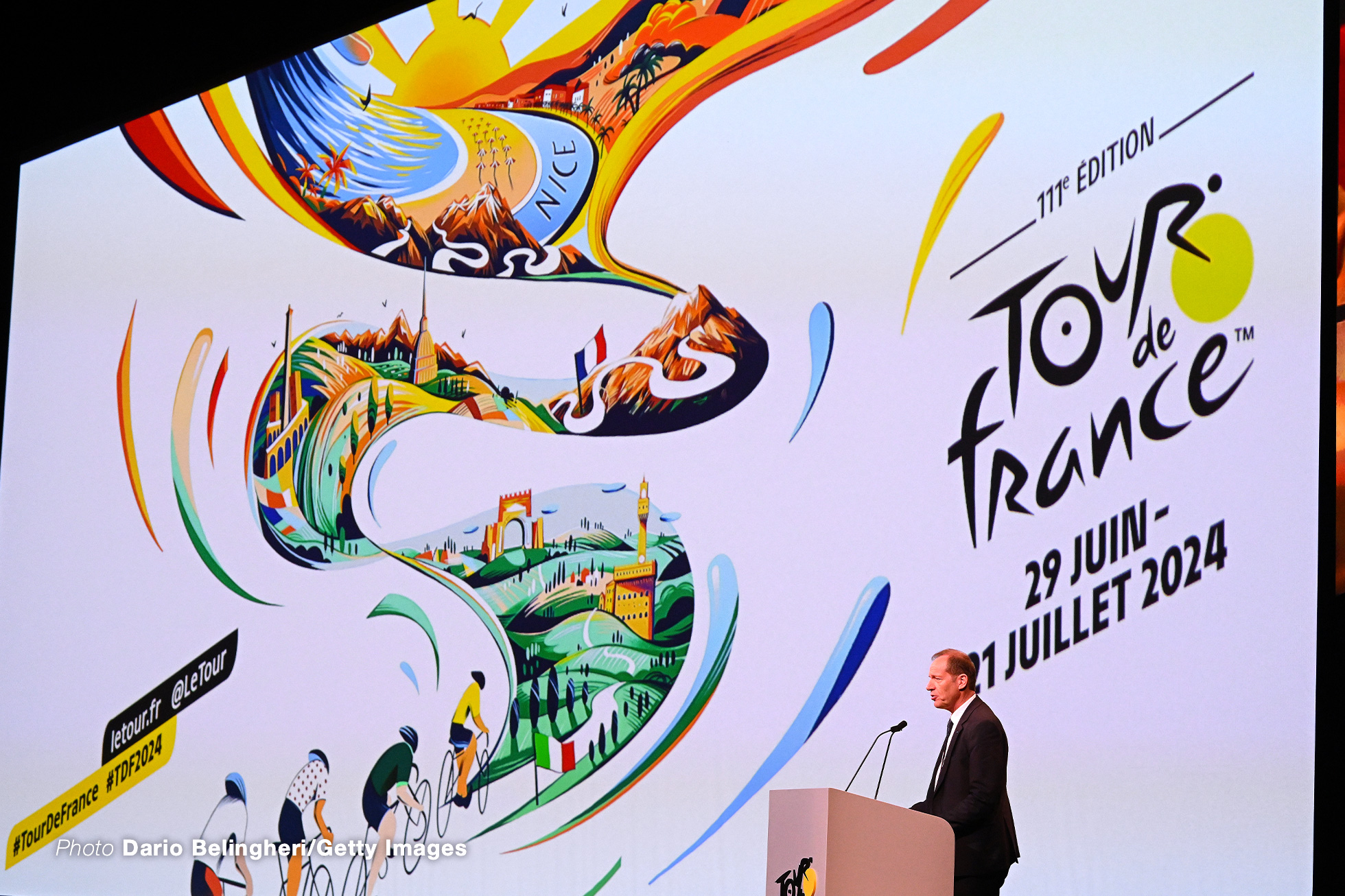 PARIS, FRANCE - OCTOBER 25: Christian Prudhomme of France Director of Le Tour de France during the 111th Tour de France 2024 & 3rd Tour de France Femmes 2024 - Route Presentation / #UCIWT / #UCIWWT / on October 25, 2023 in Paris, France. (Photo by Dario Belingheri/Getty Images)