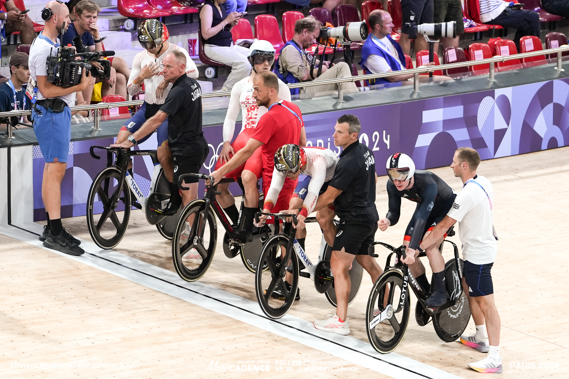 ハーミッシュ・タンブル TURNBULL Hamish, GBR, マテウス・ルディク RUDYK Mateusz, POL, 太田海也, 小原佑太, Japan, 5-8位決定戦, mens sprint, Olympic Games Paris 2024, Saint-Quentin-en-Yvelines Velodrome, August 08, 2024 in Paris, France