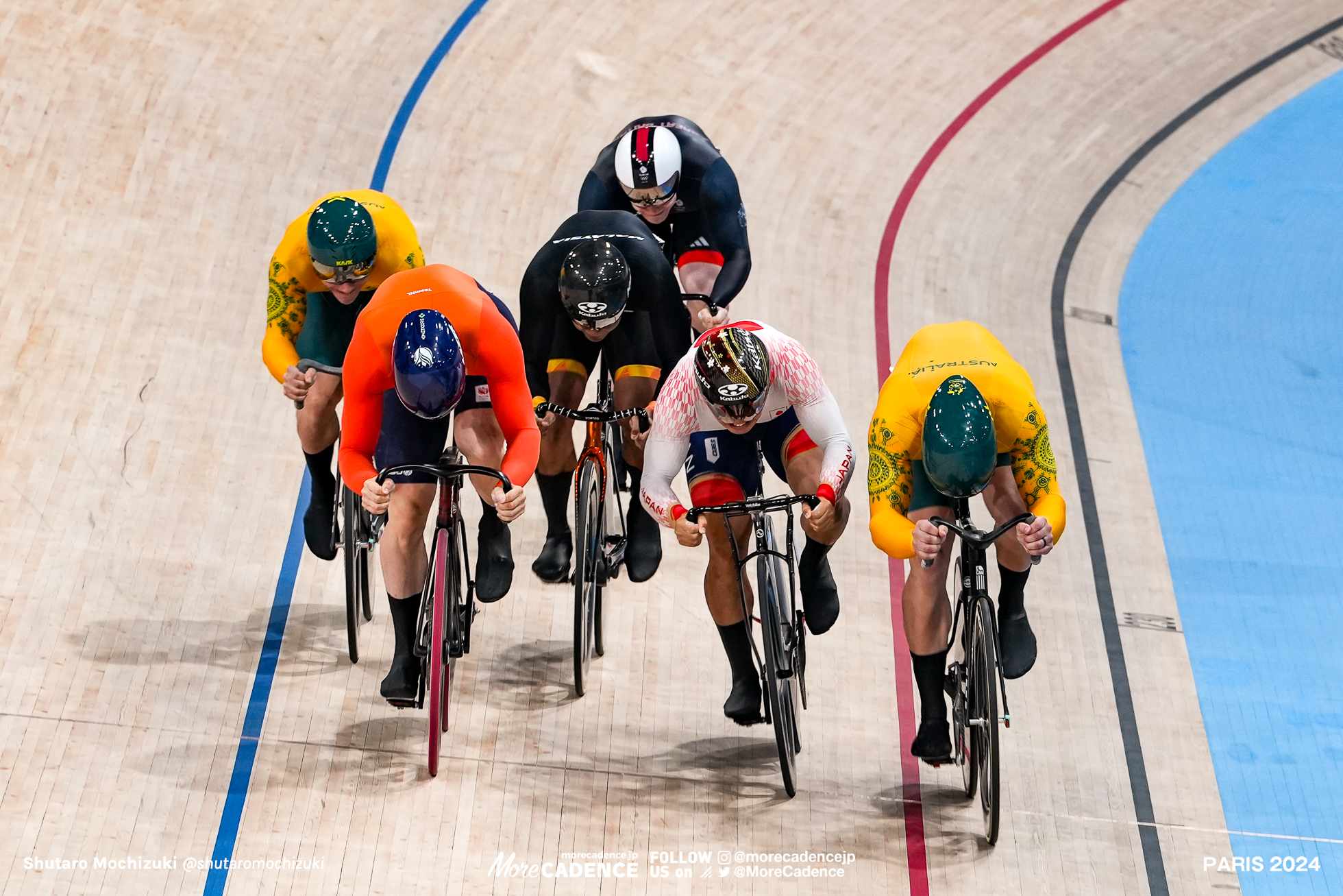 ハリー・ラブレイセン LAVREYSEN Harrie, NED, マシュー・グレーツァー GLAETZER Matthew, AUS, 中野慎詞, Japan, 決勝, mens keirin, Olympic Games Paris 2024, Saint-Quentin-en-Yvelines Velodrome, August 11, 2024 in Paris, France