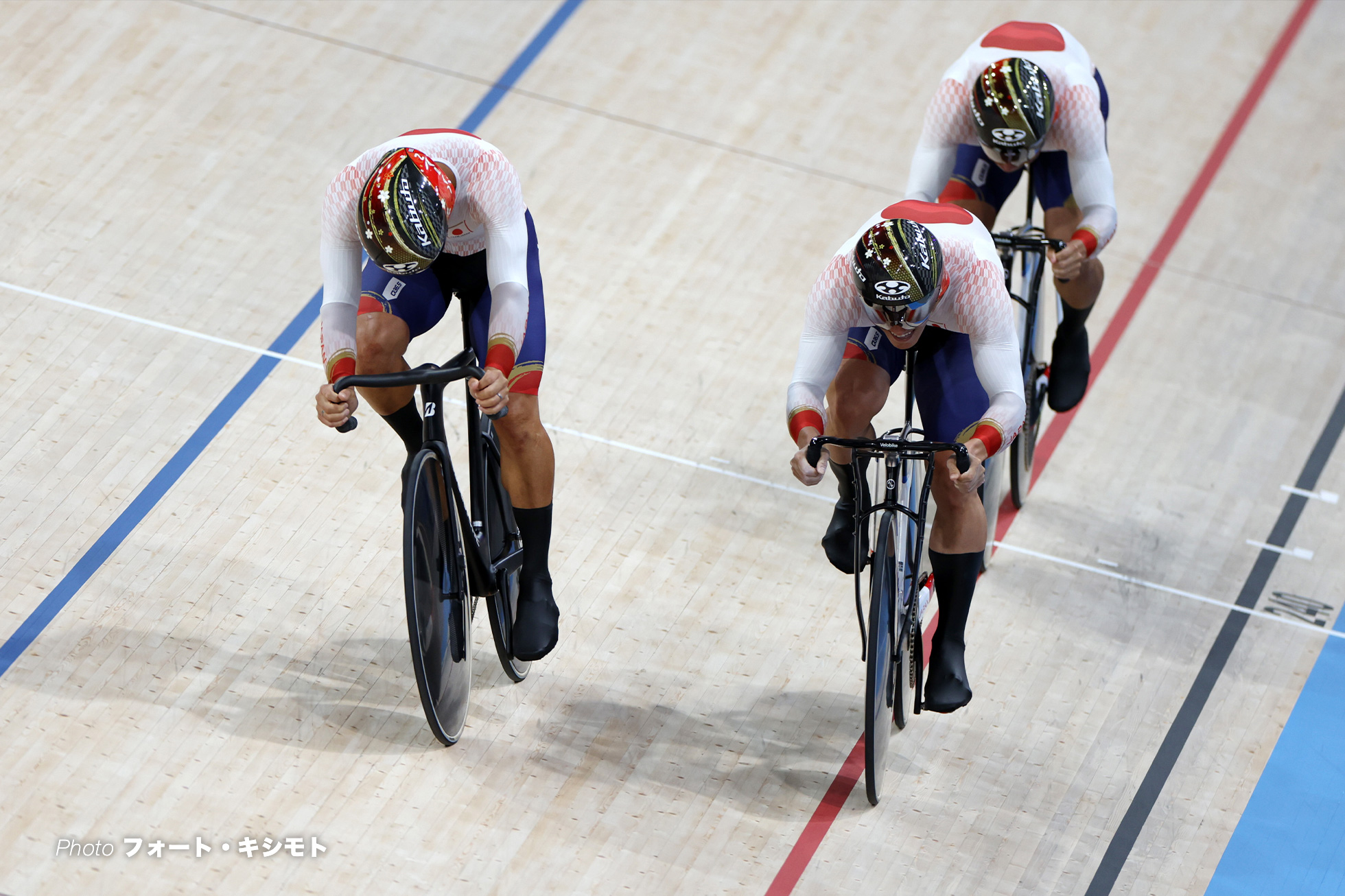 長迫吉拓, 太田海也, 小原佑太, Japan, mens team sprint, Qualifiers, Olympic Games Paris 2024, Saint-Quentin-en-Yvelines Velodrome, August 05, 2024 in Paris, France