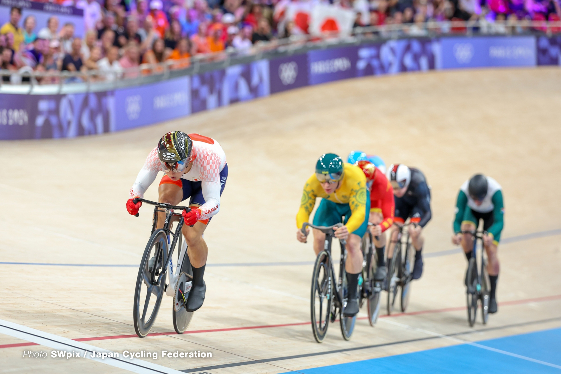 中野慎詞, Japan, 1回戦, mens keirin, Olympic Games Paris 2024, Saint-Quentin-en-Yvelines Velodrome, August 10, 2024 in Paris, France, SWpix / Japan Cycling Federation