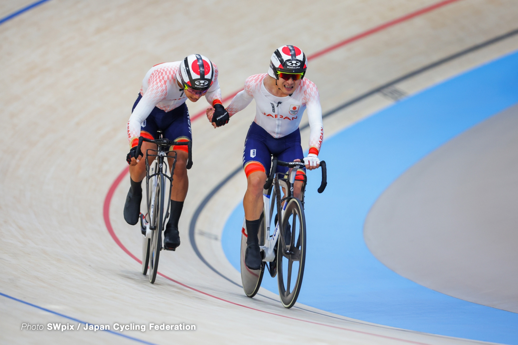 窪木一茂, 今村駿介, Japan, mens madison, Olympic Games Paris 2024, Saint-Quentin-en-Yvelines Velodrome, August 10, 2024 in Paris, France, SWpix / Japan Cycling Federation