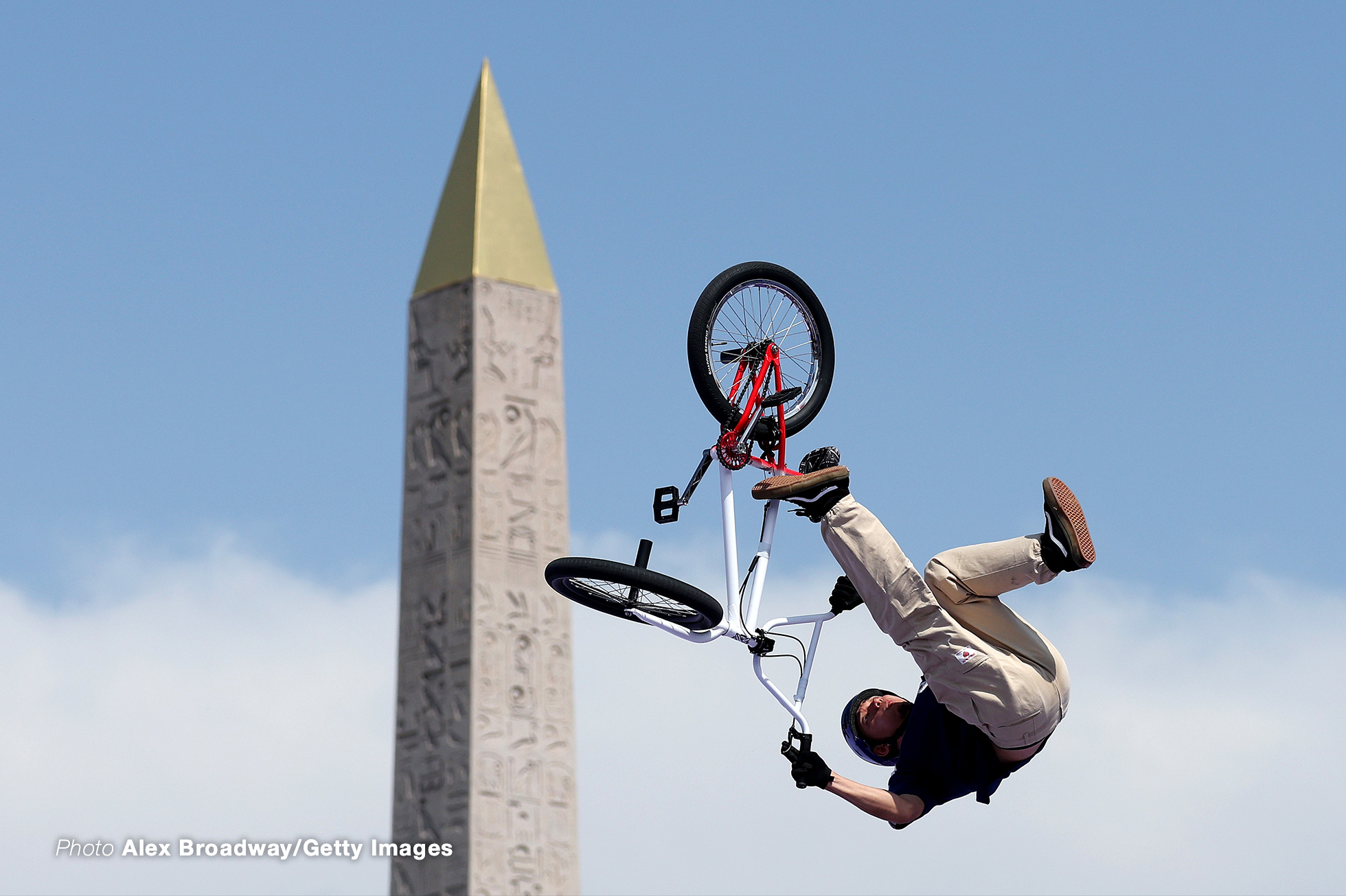 PARIS, FRANCE - JULY 31: Rimu Nakamura of Team Japan competes during the BMX Freestyle Men's Park Final - Round 2 on day five of the Olympic Games Paris 2024 at Place de la Concorde on July 31, 2024 in Paris, France. (Photo by Alex Broadway/Getty Images)