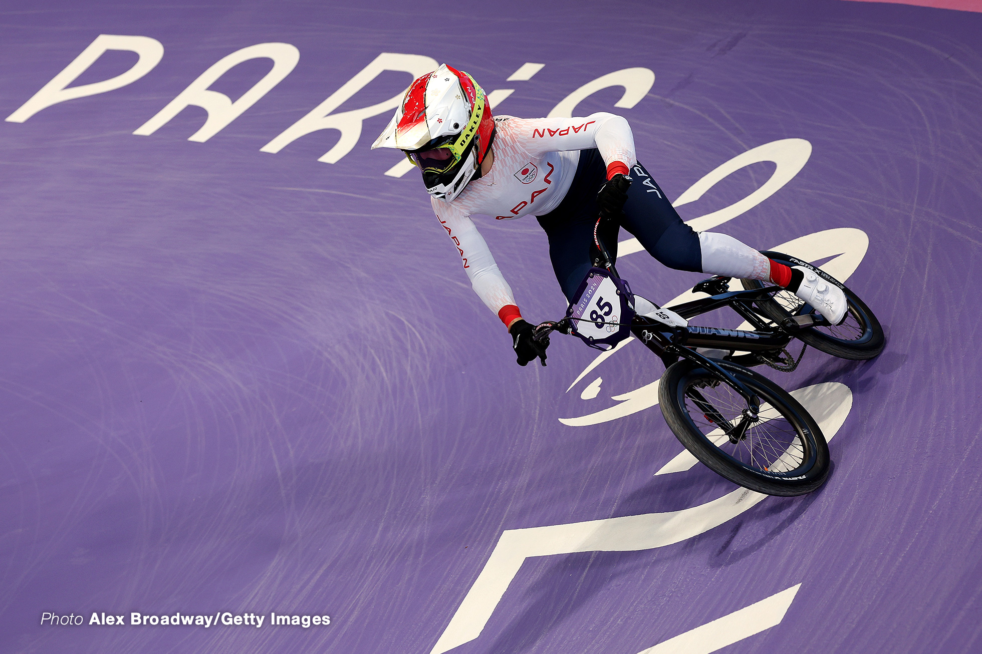 PARIS, FRANCE - AUGUST 02: Sae Hatakeyama of Team Japan competes during the Women's Semi-Finals Run 2, Heat 2 on day seven of the Olympic Games Paris 2024 at Saint-Quentin-en-Yvelines BMX Stadium on August 02, 2024 in Paris, France. (Photo by Alex Broadway/Getty Images)