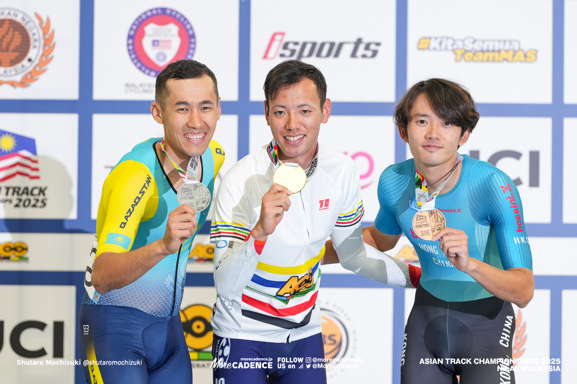 山本哲央, Tetsuo Yamamoto,アリシャー・ズマカン,Alisher ZHUMAKAN,モウ・チンイン,Mow Ching Yin,男子ポイントレース, MEN'S Points Race, 2025アジア選手権トラック, 2025 ASIAN TRACK CYCLING CHAMPIONSHIPS, Nilai, Malaysia