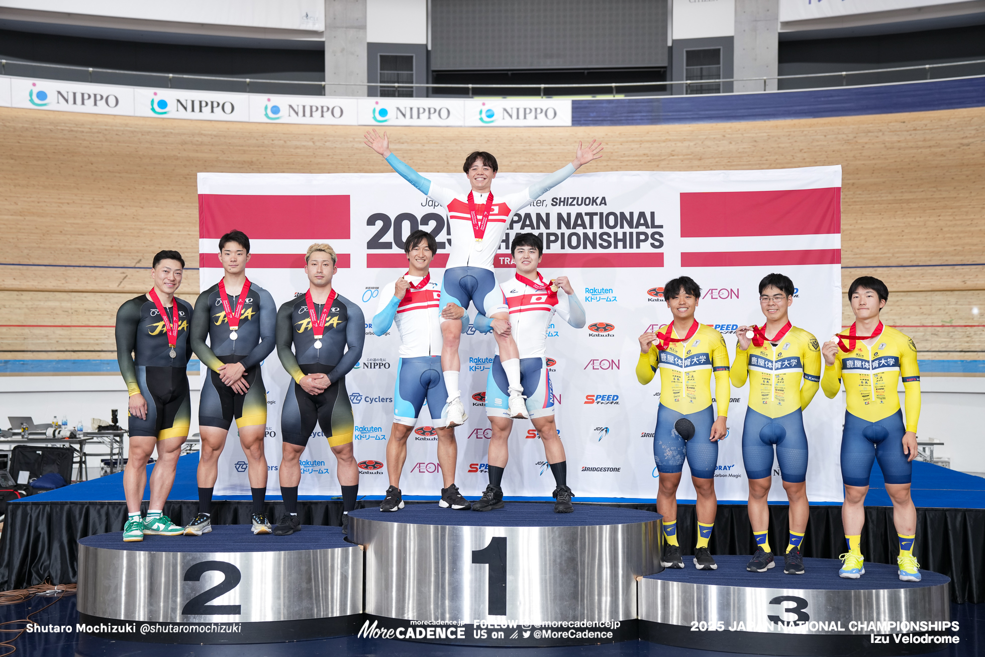 小嶋海音, 潮﨑孔明, 池田悠生, 新田祐大, 三神遼矢, 尾野翔一, 香西玲良, 福永隼人, 岩谷駿之介, 男子チームスプリント, 2025全日本選手権トラック, 伊豆ベロドローム