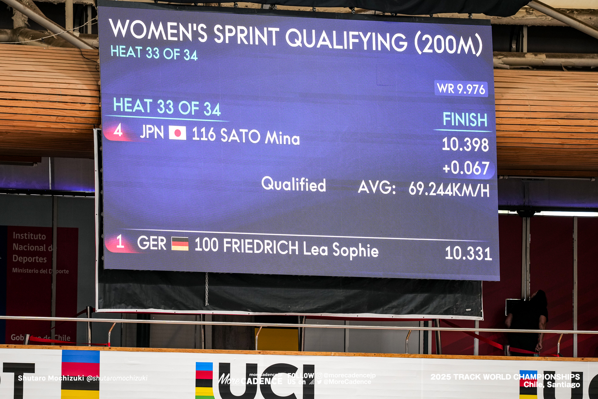 佐藤水菜, SATO MINA,女子スプリント, WOMEN'S Sprint,2025世界選手権トラック サンティアゴ, 2025 UCI CYCLING WORLD CHAMPIONSHIPS TRACK