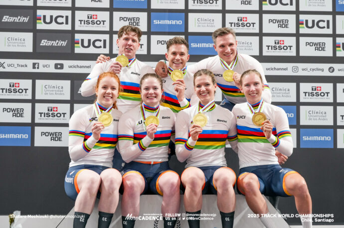 ハリー・ラブレイセン,Harrie Lavreysen,ジェフリー・ホーフラント,Jeffrey Hoogland,ロイ・バンデンバーグ,Roy van den Berg,キンブリー・ケイリー,Kimberly Kalee,ヘッティ・ファンデヴォウ,Hetty VAN DE WOUW,ステフィー・ファンデルピート,Steffie van der Peet,ロレナ・ヴィーヴェス,Lorena Wiebes,男子チームスプリント, Men'sTeam Sprint, 2025世界選手権トラック サンティアゴ, 2025 UCI CYCLING WORLD CHAMPIONSHIPS TRACK