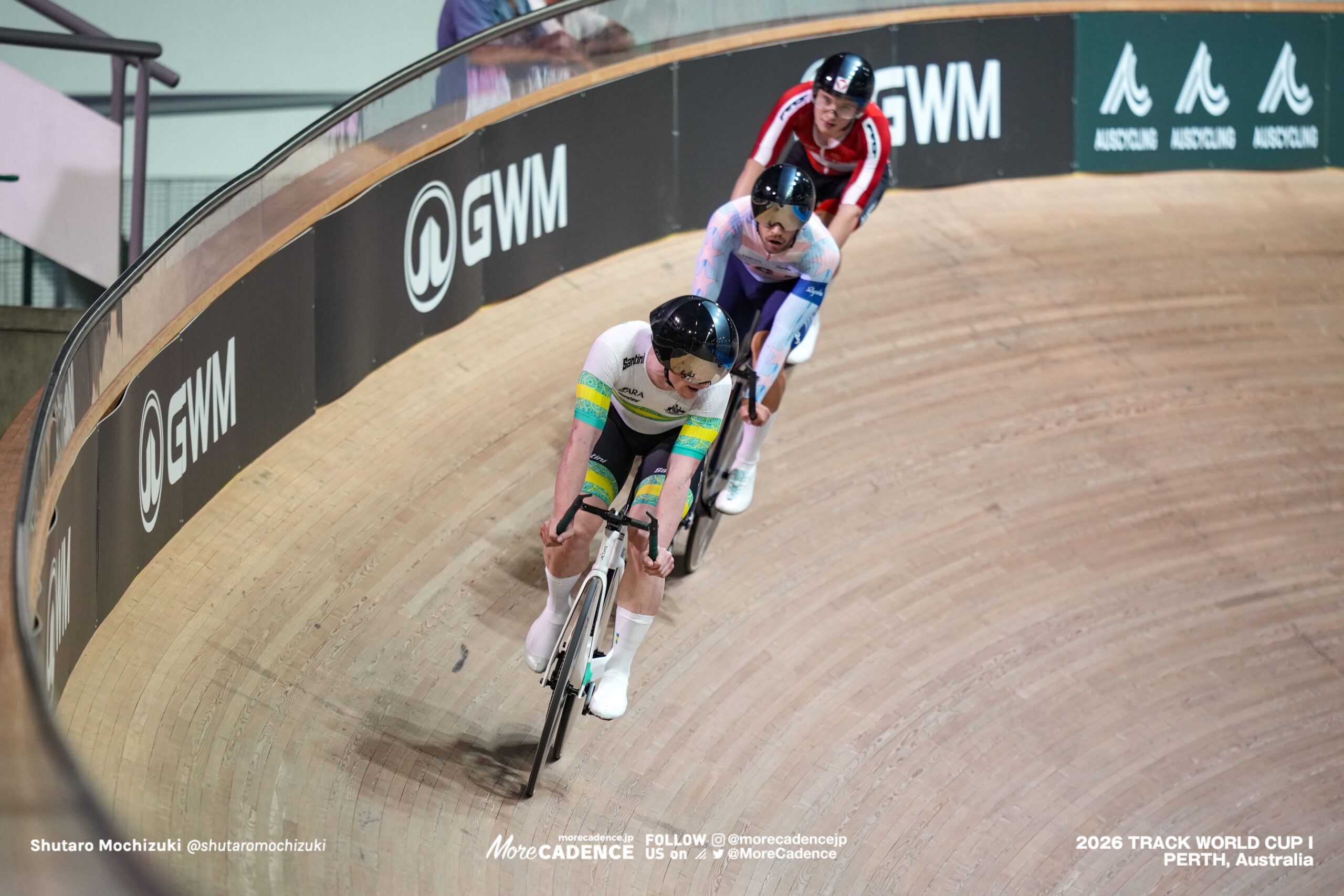 トーマス・コーニッシュ, CORNISH Thomas, AUS, グレアム・フリズリー, FRISLIE Graeme Michael, USA, ラファエル・コカス, KOKAS Raphael, AUT, 男子エリミネーション, MEN Elite Elimination, 2026ワールドカップ第1戦, オーストラリア, パース, 2026 UCI Track World Cup, Round 1, Perth, Australia