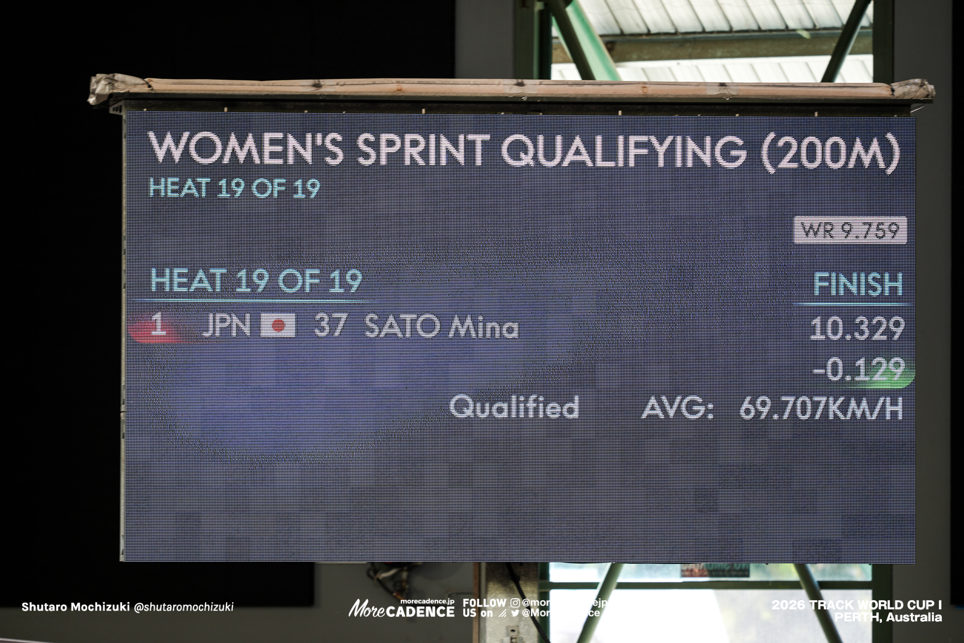 佐藤水菜, SATO Mina, JPN, 女子スプリント, 200mFTT 予選, WOMEN Elite Sprint, Qualifying, 2026ワールドカップ第1戦, オーストラリア, パース, 2026 UCI Track World Cup, Round 1, Perth, Australia