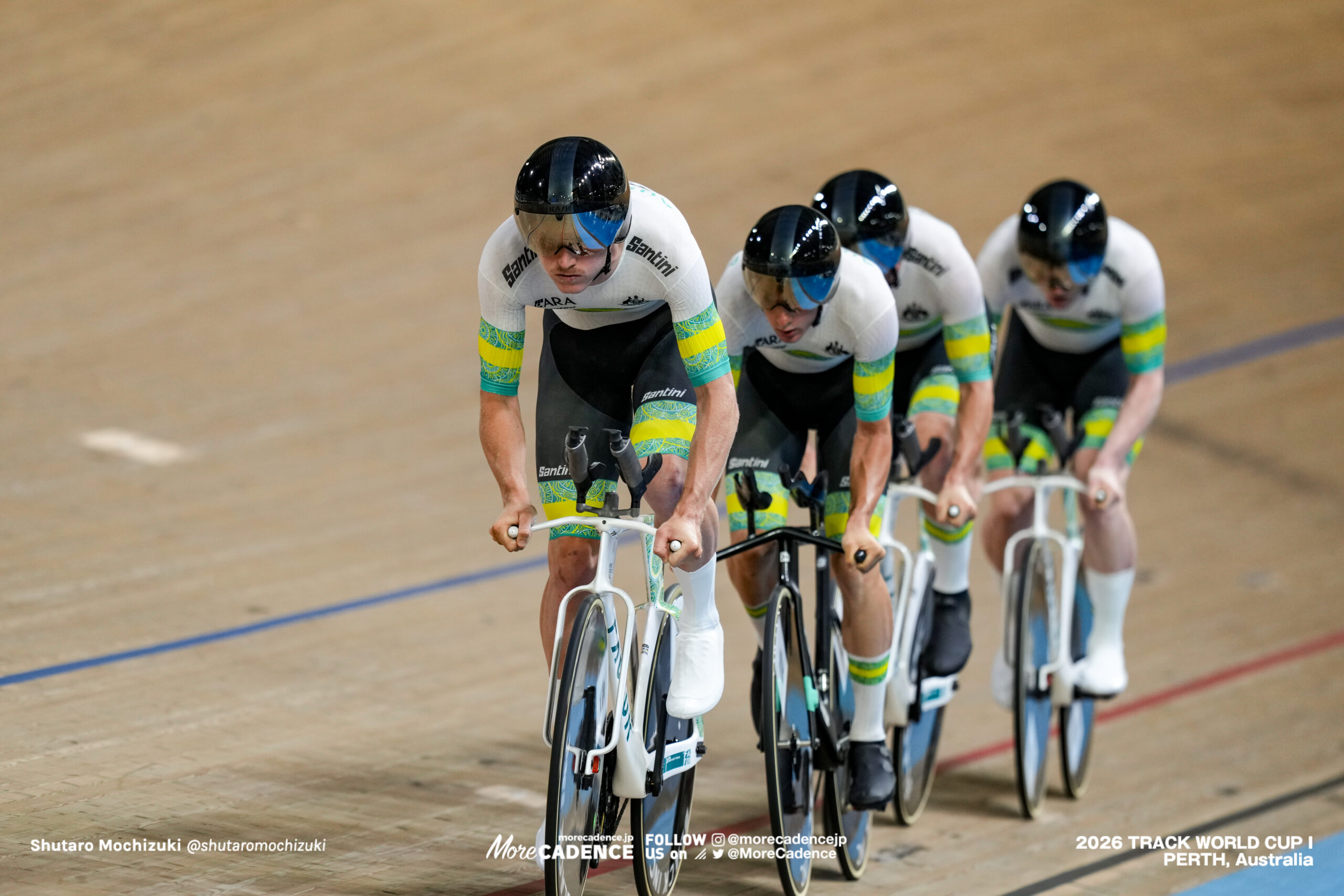 リアム・ウォルシュ, WALSH Liam, AUS, トーマス・コーニッシュ, CORNISH Thomas, AUS, ノア・ブランニン, BLANNIN Noah, AUS, ジョシュ・ダフィー, DUFFY Joshua, AUS, 男子チームパシュート, MEN Elite Team Pursuit, 2026ワールドカップ第1戦, オーストラリア, パース, 2026 UCI Track World Cup, Round 1, Perth, Australia