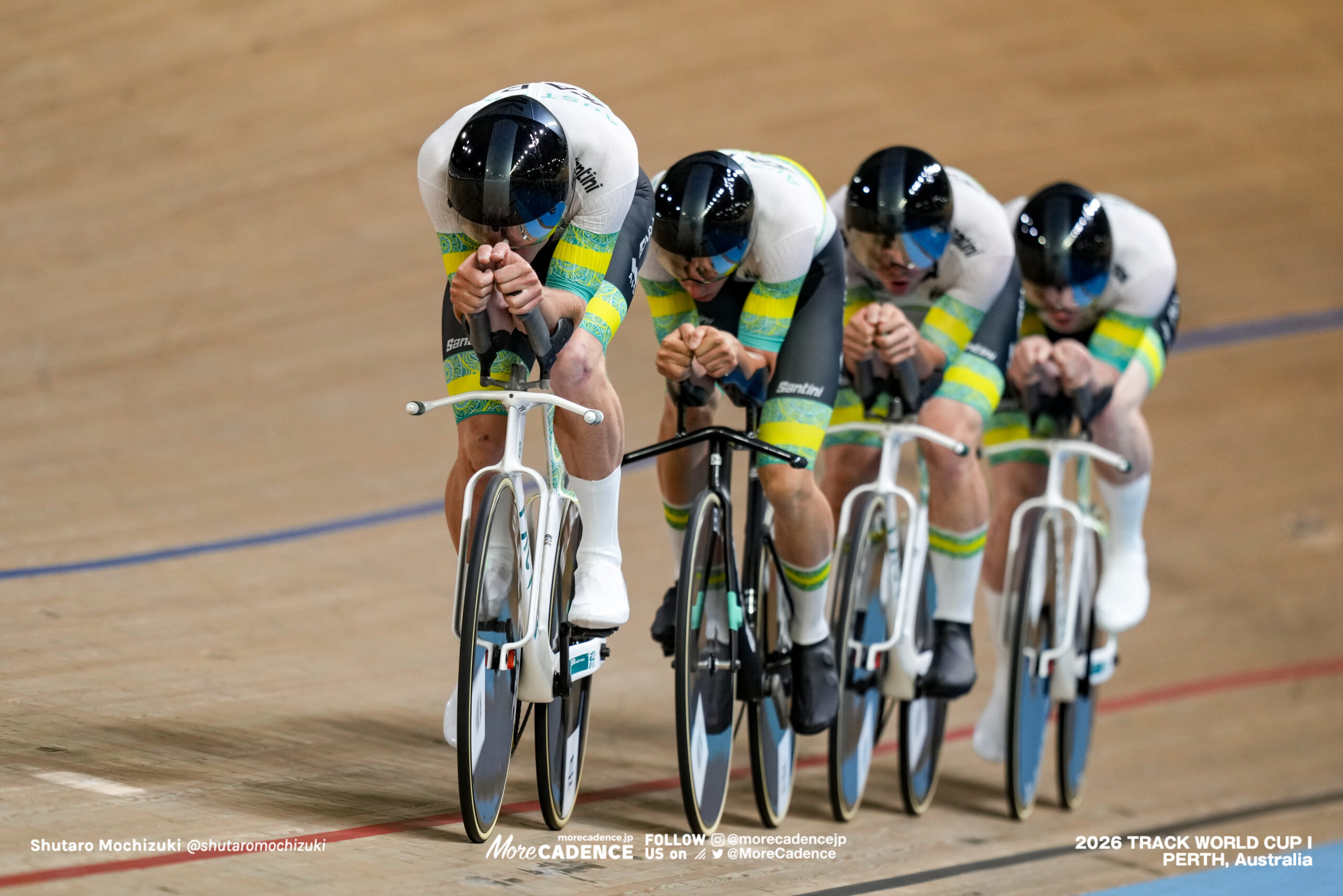 リアム・ウォルシュ, WALSH Liam, AUS, トーマス・コーニッシュ, CORNISH Thomas, AUS, ノア・ブランニン, BLANNIN Noah, AUS, ジョシュ・ダフィー, DUFFY Joshua, AUS, 男子チームパシュート, MEN Elite Team Pursuit, 2026ワールドカップ第1戦, オーストラリア, パース, 2026 UCI Track World Cup, Round 1, Perth, Australia