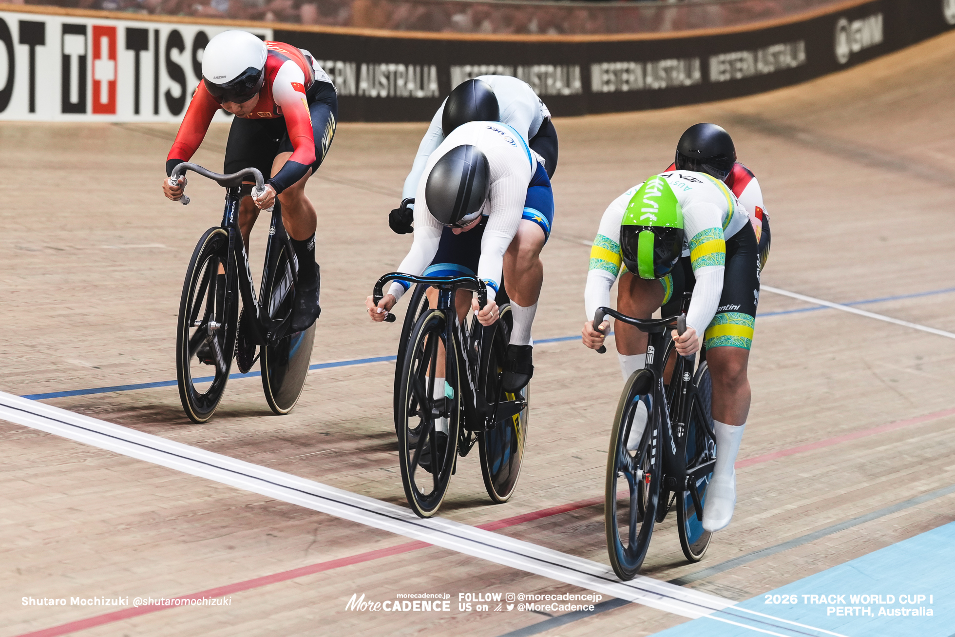 アレシア・マケイグ, McCAIG Alessia, AUS, アリナ・リシェンコ, LYSENKO Alina, AIN, 苑丽颖 ユアン・リイン, YUAN Liying, CHN, 女子ケイリン, 決勝, WOMEN Elite Keirin, Final, 2026ワールドカップ第1戦, オーストラリア, パース, 2026 UCI Track World Cup, Round 1, Perth, Australia