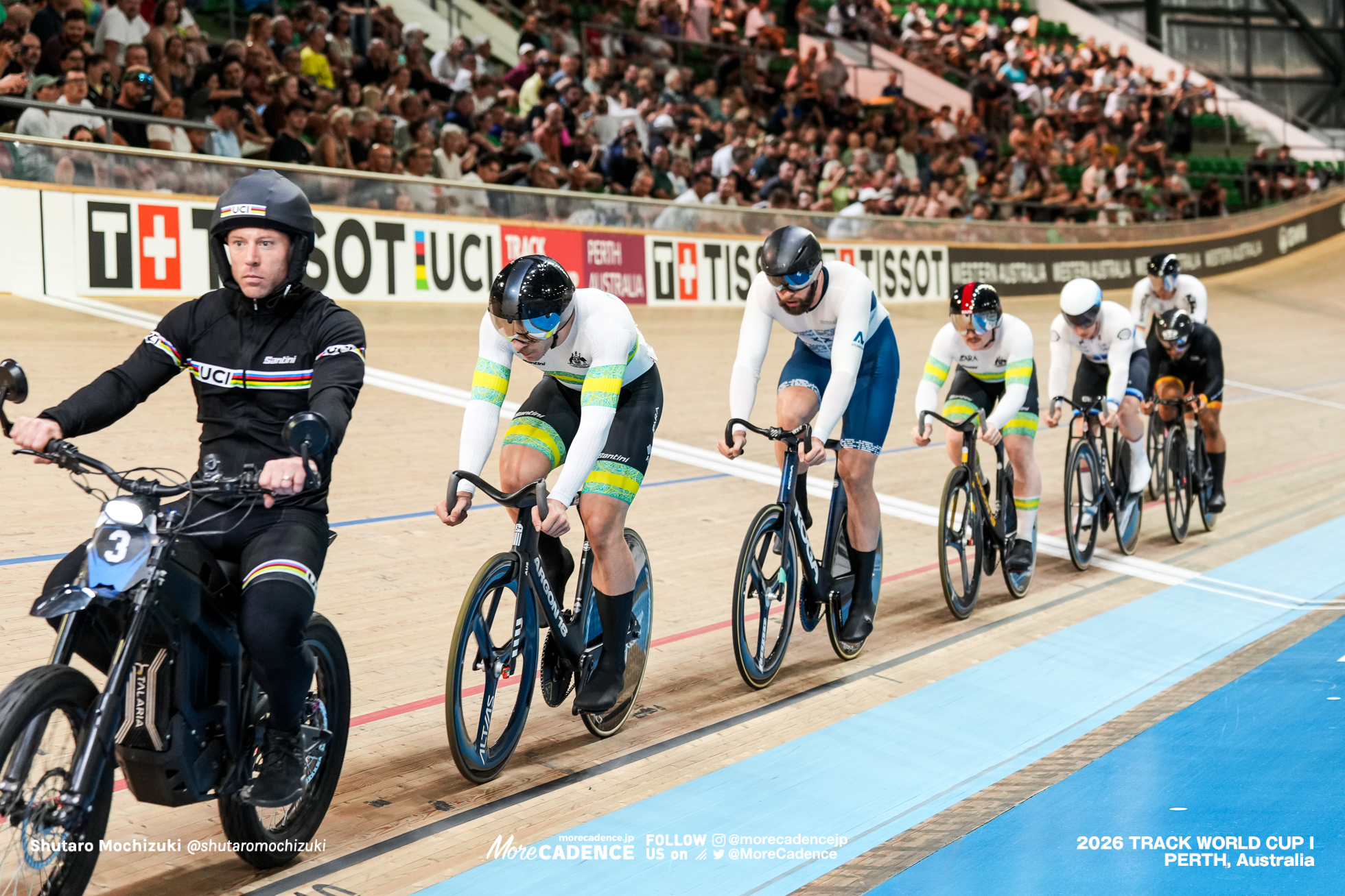 マシュー・リチャードソン, RICHARDSON Matthew, GBR, レイ・ホフマン, HOFFMAN Leigh, AUS, テイト・ライアン, RYAN Tayte, AUS, ミカイル・ヤコフレフ, YAKOVLEV Mikhail, ISR, アジズルハスニ・アワン, AWANG Mohd Azizulhasni, MAS, マキシミリアン・ドルンバッハ, DORNBACH Maximilian, GER, 男子ケイリン, 決勝, MEN Elite Keirin, Final, 2026ワールドカップ第1戦, オーストラリア, パース, 2026 UCI Track World Cup, Round 1, Perth, Australia