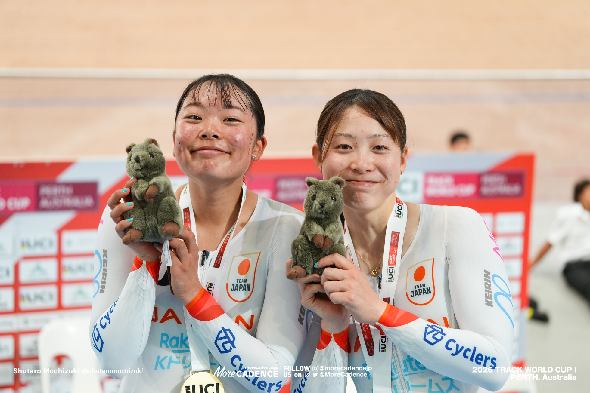 垣田真穂, KAKITA Maho, JPN, 内野艶和, UCHINO Tsuyaka, JPN, 女子マディソン, 表彰, WOMEN Elite Madison, Podium, 2026ワールドカップ第1戦, オーストラリア, パース, 2026 UCI Track World Cup, Round 1, Perth, Australia