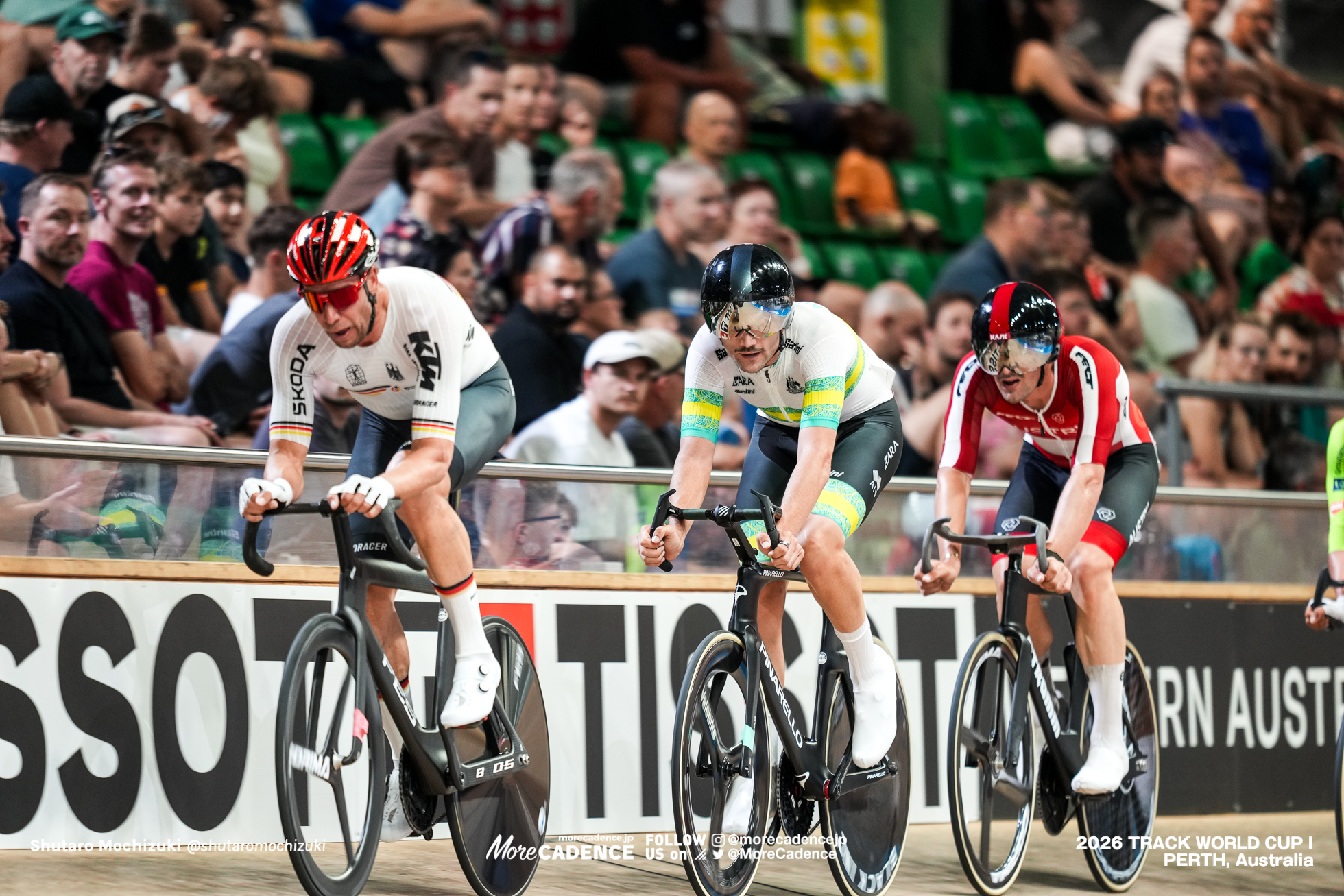 ロジャー・クルーゲ, KLUGE Roger , GER, コーナー・リーヒー, LEAHY Conor, AUS, マキシミリアン・シュミッドバウアー, SCHMIDBAUER Maximilian, AUT, 男子オムニアム, ポイントレース, MEN Elite Omnium, Point Race, 2026ワールドカップ第1戦, オーストラリア, パース, 2026 UCI Track World Cup, Round 1, Perth, Australia
