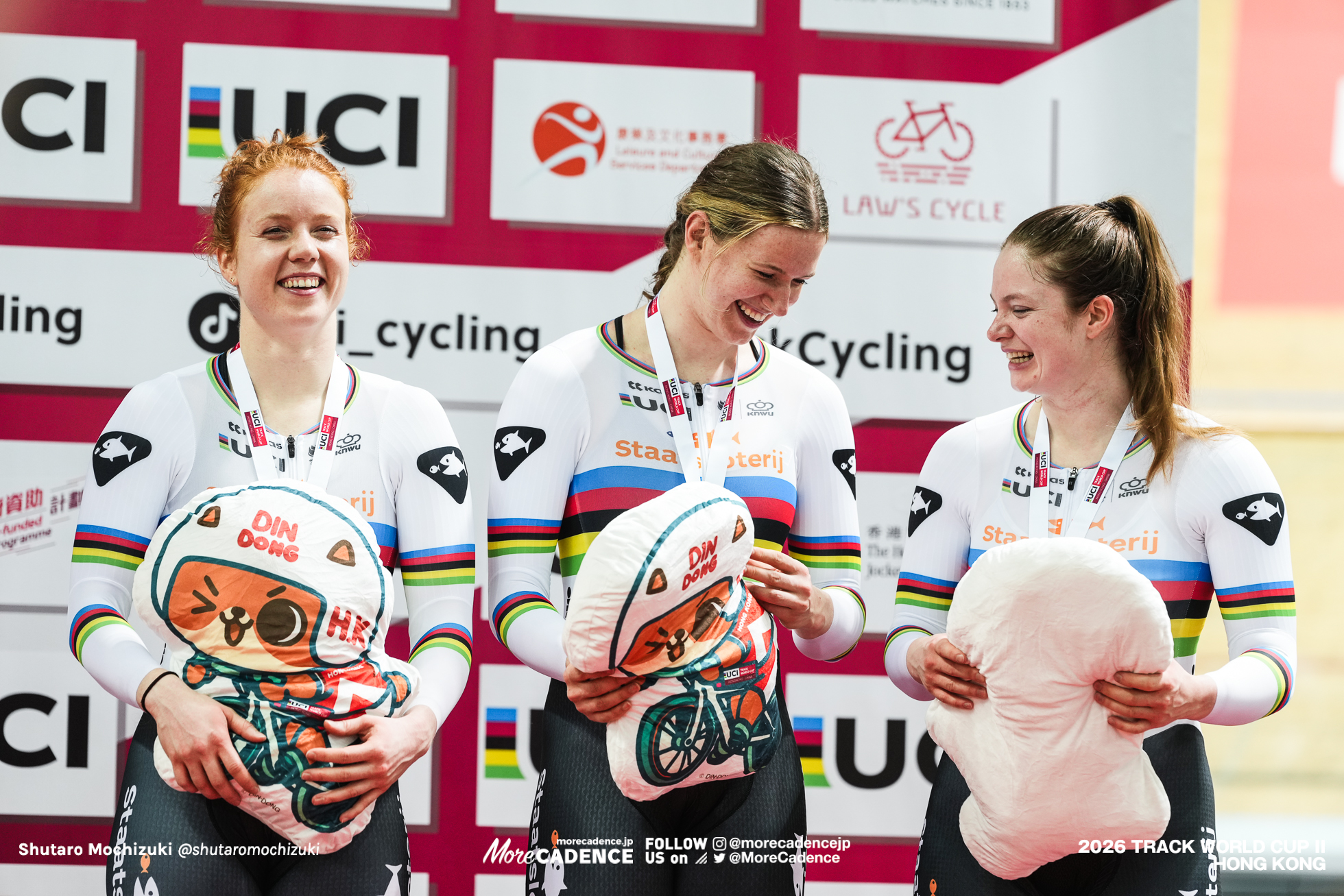 キンブリー・ケイリー, KALEE Kimberly, NED, ヘティ・ファンデルワウ, VAN DE WOUW Hetty, NED, ステフィー・ファンデルピート, VAN DER PEET Steffie, NED, 女子チームスプリント, 表彰, WOMEN'S Team Sprint, Podium, 2026ワールドカップ第2戦, 香港, 2026 UCI Track World Cup, Round 2, Hong Kong