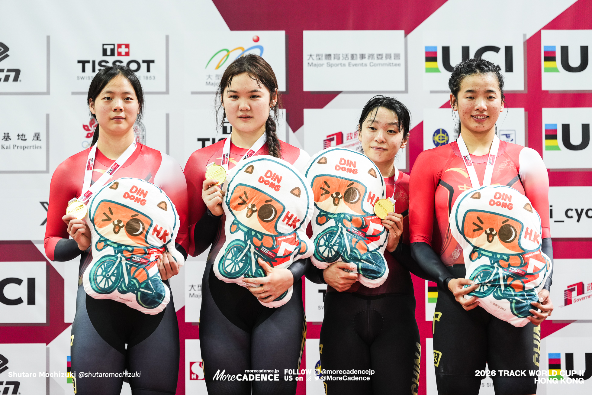 ルオ・シュエハン, LUO Xuehuang, CHN, ワン・リーファン, WANG Lijuan, CHN, 苑丽颖 ユアン・リイン, YUAN Liying, CHN, トン・メンチー, TONG Mengqi, CHN, 女子チームスプリント, 表彰, WOMEN'S Team Sprint, Podium, 2026ワールドカップ第2戦, 香港, 2026 UCI Track World Cup, Round 2, Hong Kong