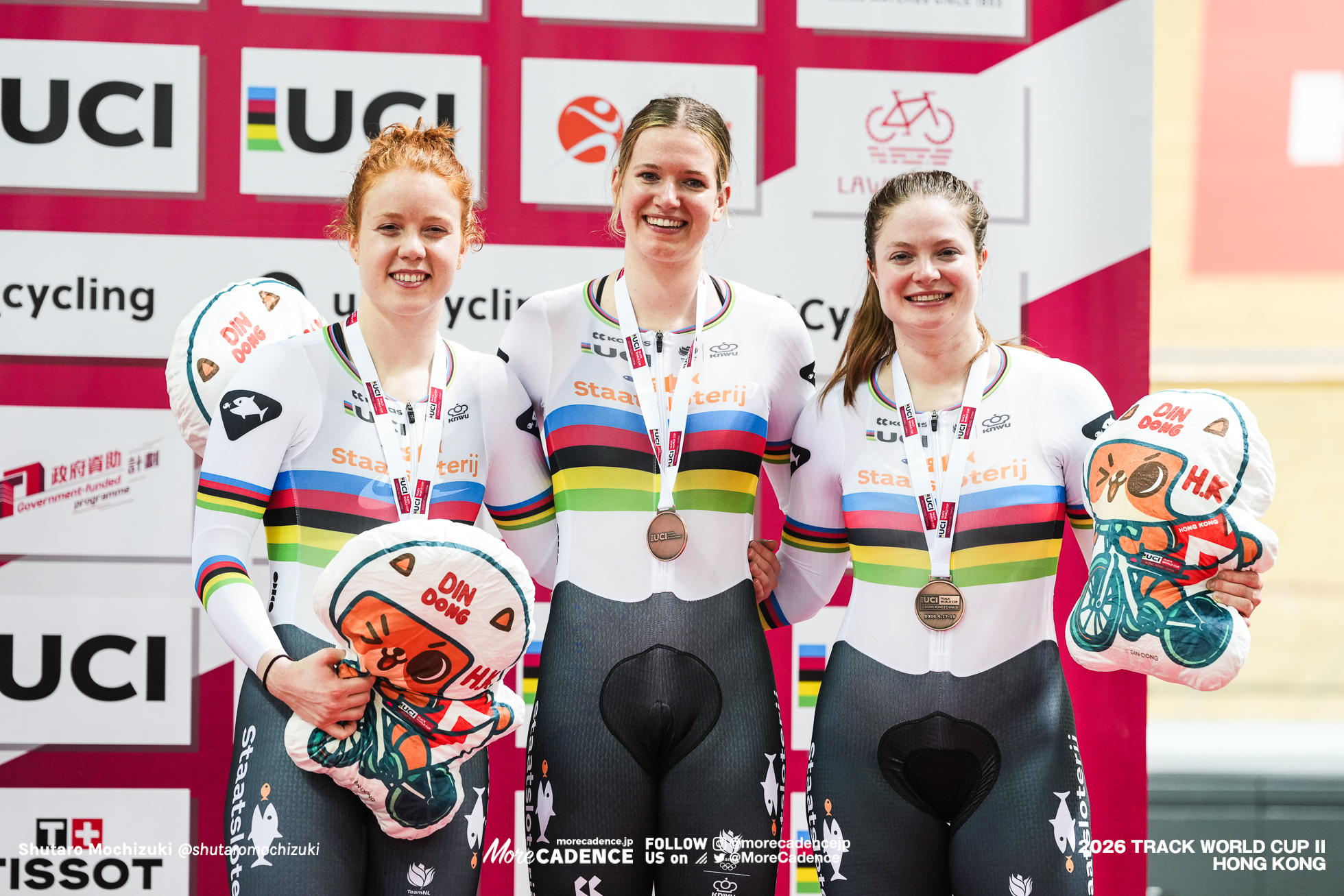 キンブリー・ケイリー, KALEE Kimberly, NED, ヘティ・ファンデルワウ, VAN DE WOUW Hetty, NED, ステフィー・ファンデルピート, VAN DER PEET Steffie, NED, 女子チームスプリント, 表彰, WOMEN'S Team Sprint, Podium, 2026ワールドカップ第2戦, 香港, 2026 UCI Track World Cup, Round 2, Hong Kong