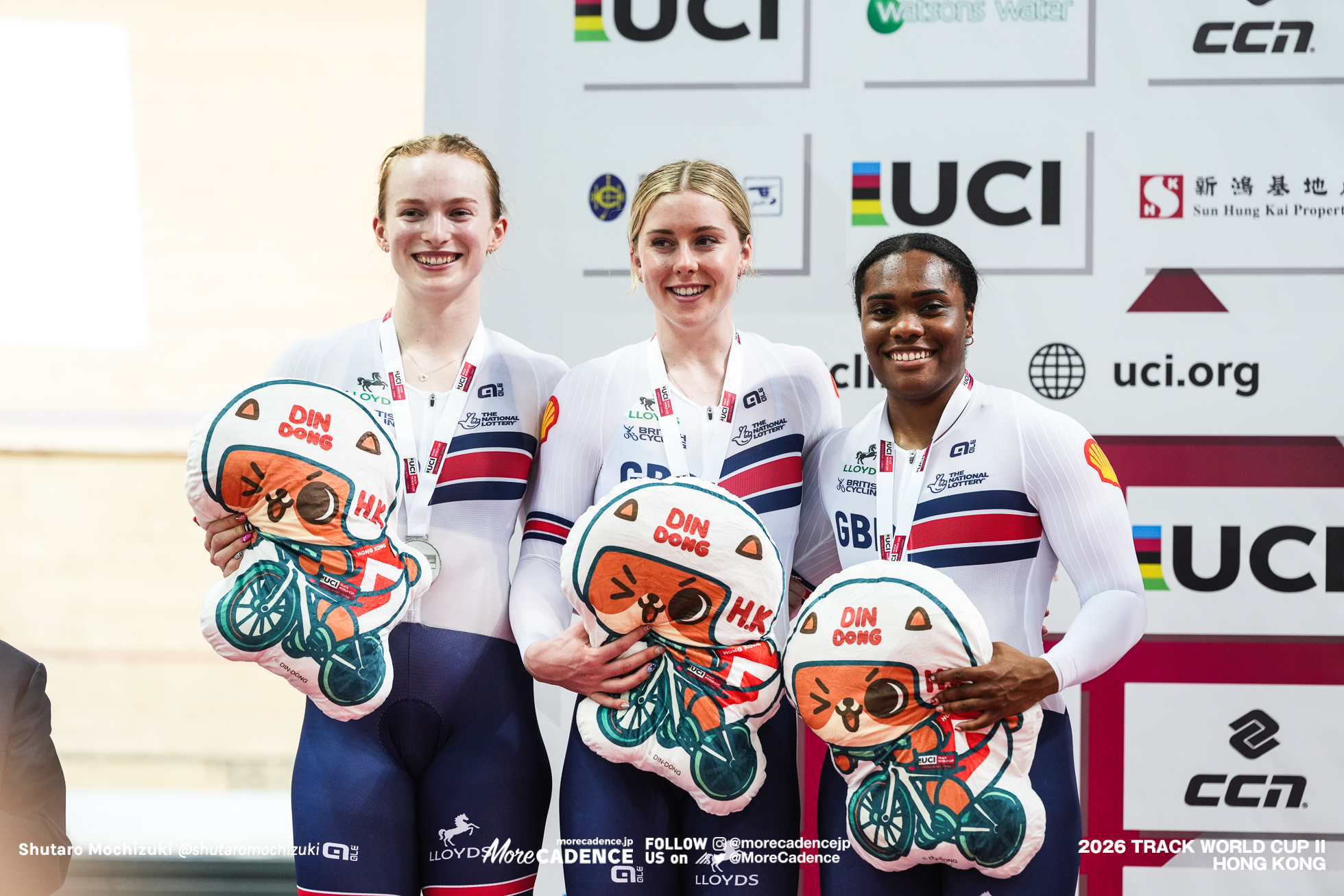 ローレン・ベル, BELL Lauren, GBR, エマ・フィヌカン, FINUCANE Emma, GBR, リアーナ・パリス スミス, PARRIS-SMITH Rhianna, GBR, 女子チームスプリント, 表彰, WOMEN'S Team Sprint, Podium, 2026ワールドカップ第2戦, 香港, 2026 UCI Track World Cup, Round 2, Hong Kong