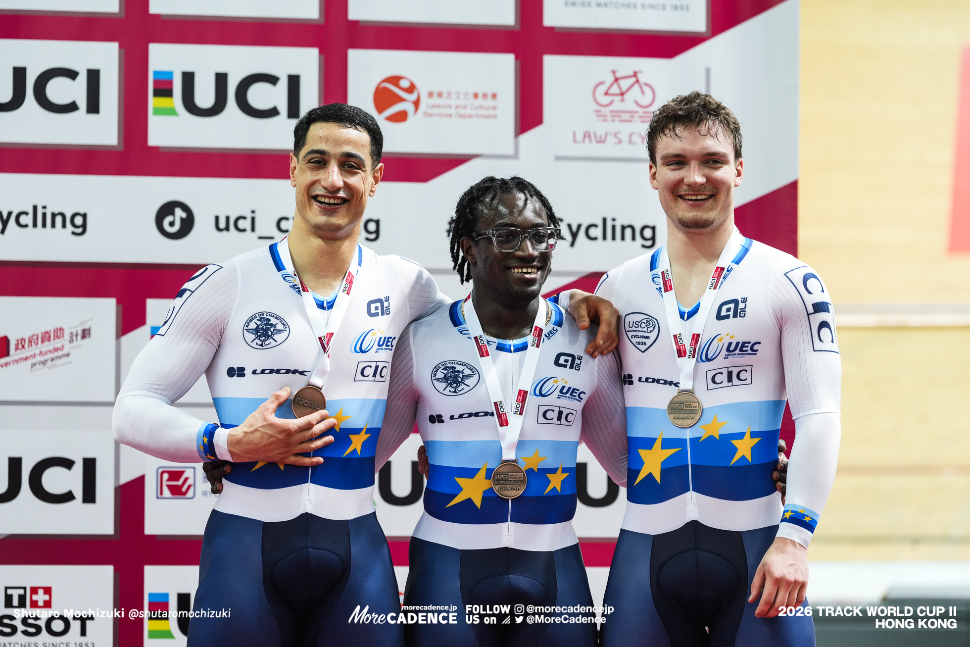ティミー・ギリオン, GILLION Timmy, FRA, ライアン・エラル, HELAL Rayan, FRA, エチエンヌ・オリヴィエロ, OLIVIERO Etienne, FRA, 男子チームスプリント, 表彰, MEN'S Team Sprint, Podium, 2026ワールドカップ第2戦, 香港, 2026 UCI Track World Cup, Round 2, Hong Kong