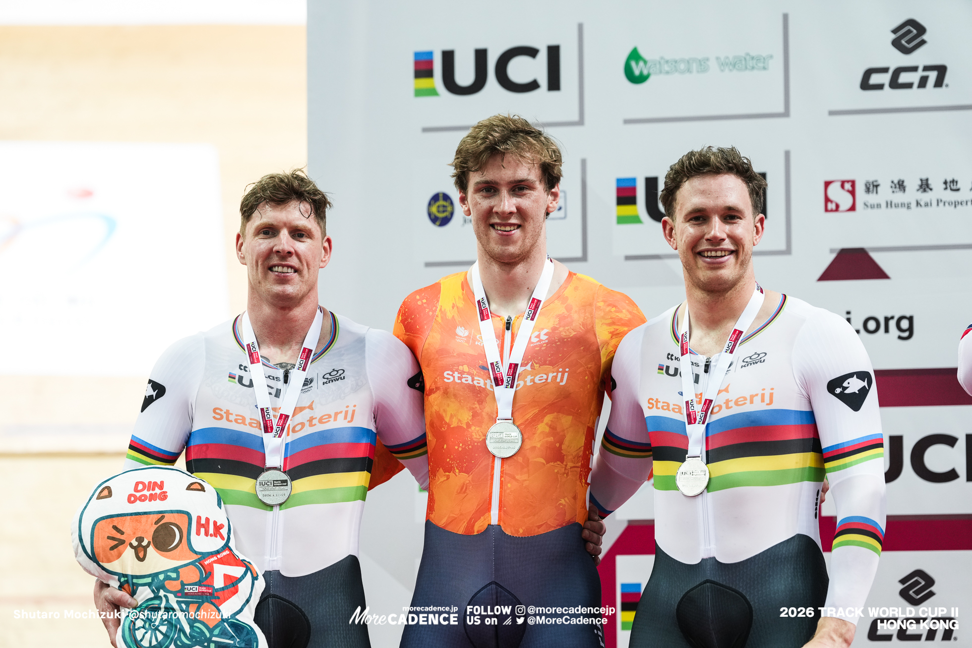 ハリー・ラブレイセン, LAVREYSEN Harrie, NED, ロイ・バンデンバーグ, VAN DEN BERG Roy, NED, タイマン・ファンルーン, VAN LOON Tijmen, NED, 男子チームスプリント, 表彰, MEN'S Team Sprint, Podium, 2026ワールドカップ第2戦, 香港, 2026 UCI Track World Cup, Round 2, Hong Kong