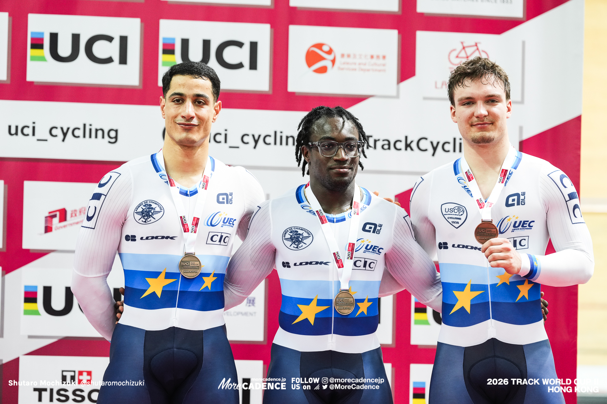 ティミー・ギリオン, GILLION Timmy, FRA, ライアン・エラル, HELAL Rayan, FRA, エチエンヌ・オリヴィエロ, OLIVIERO Etienne, FRA, 男子チームスプリント, 表彰, MEN'S Team Sprint, Podium, 2026ワールドカップ第2戦, 香港, 2026 UCI Track World Cup, Round 2, Hong Kong