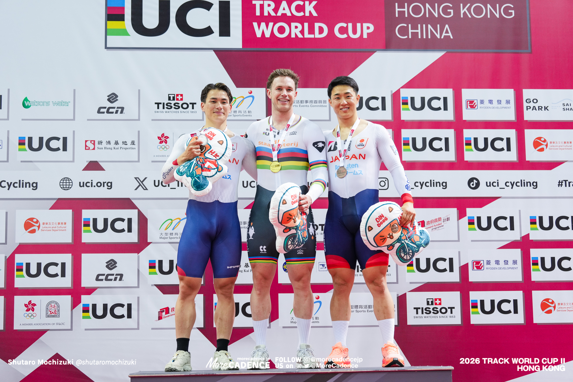 太田海也,中野慎詞,ハリー・ラブレイセン,男子ケイリン,表彰,MEN'S Keirin,podium『2026ワールドカップ第2戦』香港,2026 UCI Track World Cup - Hong Kong, China