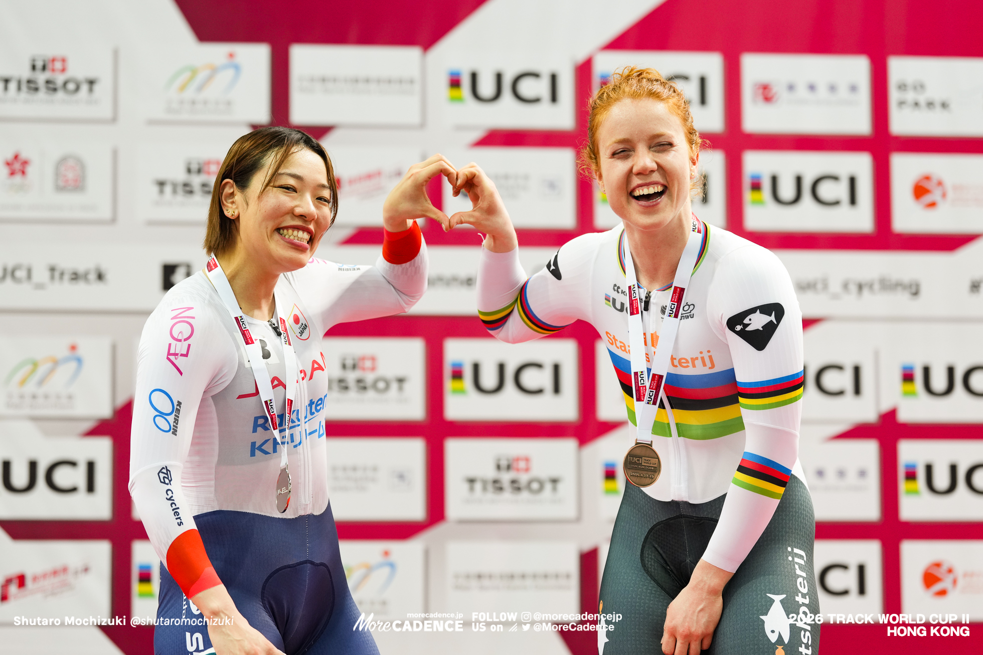 佐藤水菜，ヘティ・ファンデルワウ，女子スプリント，表彰,WOMEN'S Sprint,，podium『2026ワールドカップ第2戦』香港,2026 UCI Track World Cup - Hong Kong, China