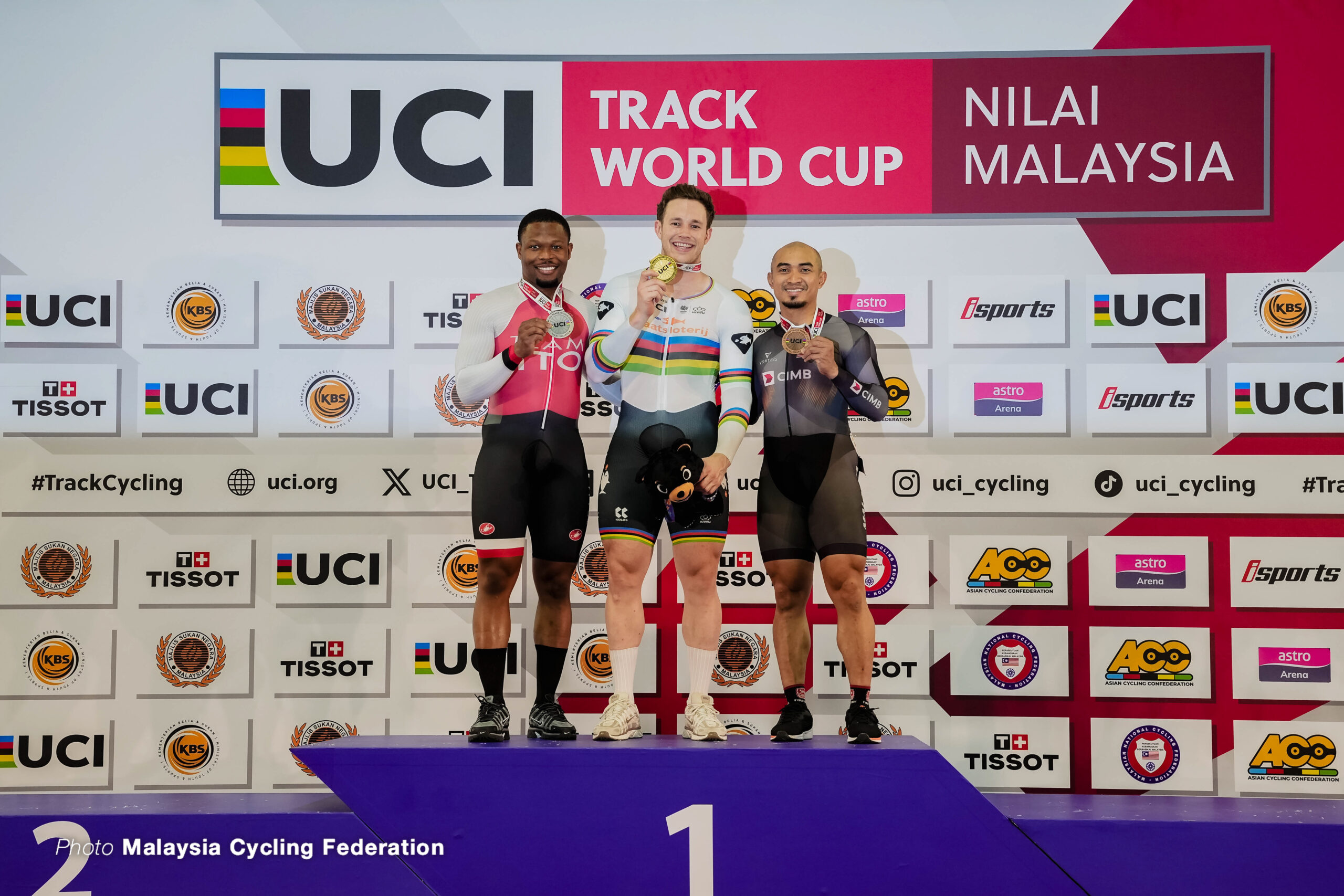 ハリー・ラブレイセン,ニコラス・ポール,アジズルハスニ・アワン,男子スプリント, 表彰，MEN'S Sprint,podium,『2026ワールドカップ第3戦』,マレーシア,二ライ,2026 UCI Track World Cup 3 - Nilai, Malaysia